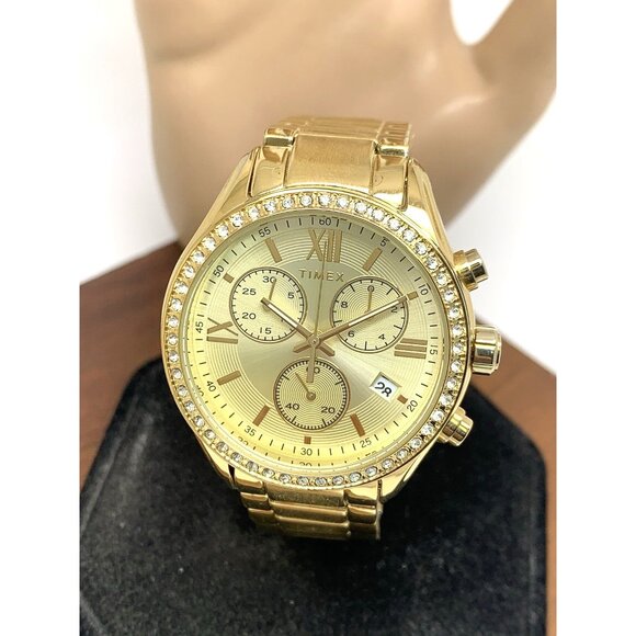 Timex Women's Watch TW2V57800 Quartz Chronograph Gold Dial Stainless Steel 38mm - Picture 1 of 14
